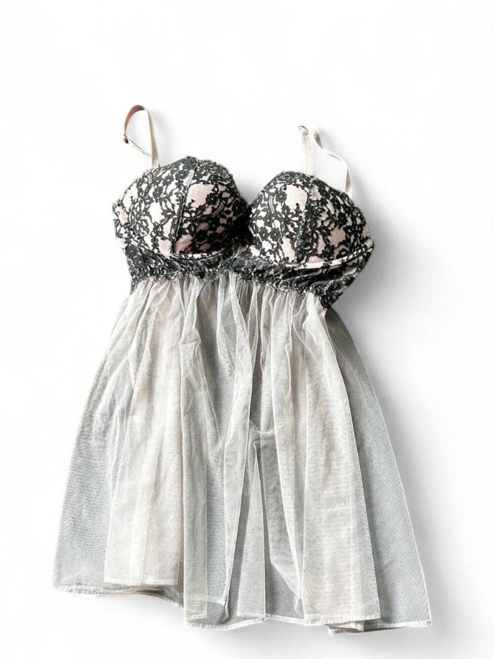 Victoria's Secret black & white lace babydoll dress  Size S   Baby doll vintage